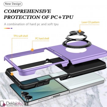 Plastikinis dėklas su žiedu - violetinis (Samsung Galaxy Z Flip 7) Plastikinis dėklas su žiedu - violetinis (Samsung Galaxy Z Flip 7)